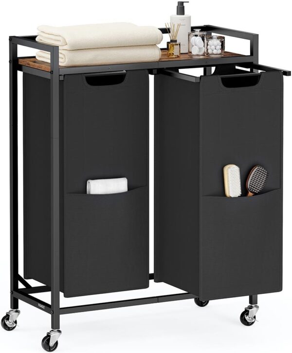 SONGMICS, Laundry Sorter, black, 93 x 32 cm