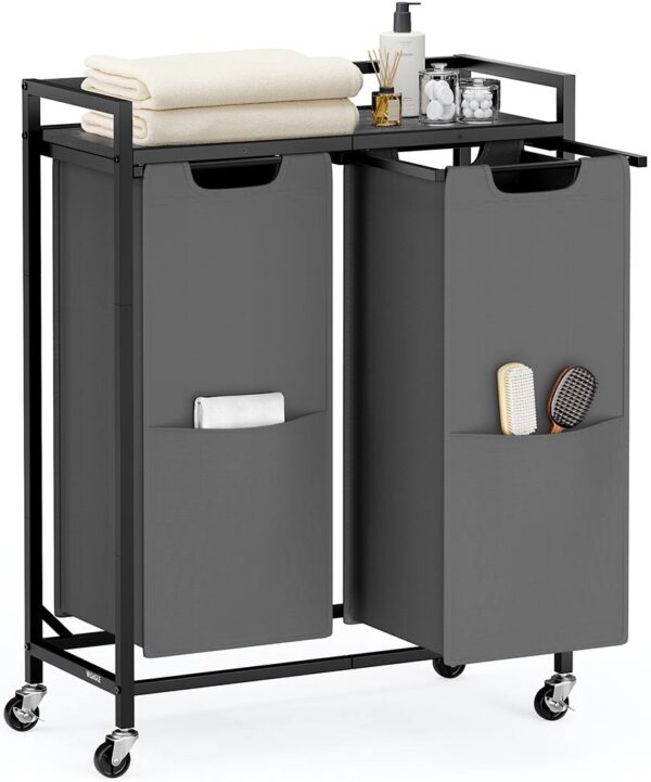 SONGMICS, Laundry Sorter, grey, 93 x 32 cm